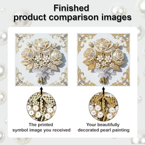 Pearl Art Kits Painting for Adults, DIY Mindfulness Therapy with Framed Canvas and Tools, Beginner Wall Decor-Rose - Image 7