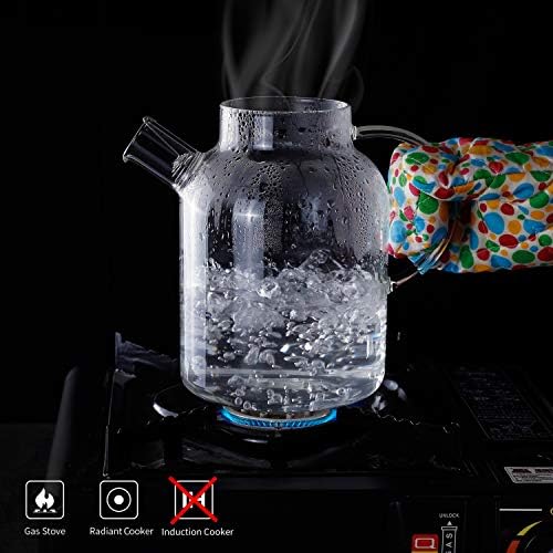 CnGlass Glass Teapot Stovetop Safe,50.7oz Clear Glass Pitcher with Removable Filter Spout for Loose Leaf and Blooming Teabag - Image 6