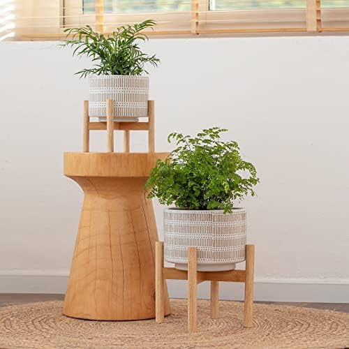 LA JOLIE MUSE Ceramic Planter for Plant, 9.4 Inch Indoor Planter with Stand - Image 4