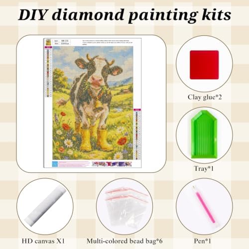 BYGFHLYW 5D Cow Diamond Painting Kit for Adults, Animal Diamond Art Kits - Image 7