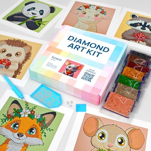 LuwoArte 6 Pack Cute Animals Diamond Art Kits for Adults Beginners by LuwoArte