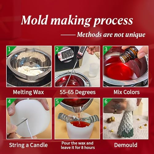 5PCS 3D Christmas Tree Silicone Candle Soap Epoxy Resin Wax Mold - Image 3