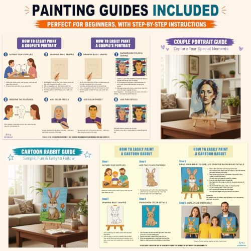 4 Pack Paint Set for Couples and Families with Portrait & Cartoon Guides - Image 3