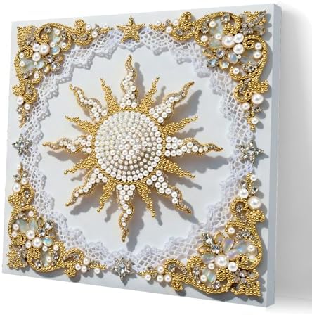 Pearl Art Kits Painting for Adults, DIY Mindfulness Therapy with Framed Canvas and Tools, Beginner Wall Decor-Sun by Artiphile