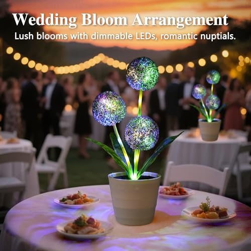 Artificial Purple Allium Flower Lamp, Color Changing LED Light with White Pot, Battery Powered for Bedroom Wedding Christmas, Gifts for Women Mom Grandma Girlfriend on Birthday Christmas Valentines - Image 5
