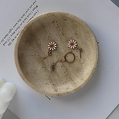 Nawgnail Natural Travertine Marble Jewelry Dish 5.5", Trinket Dish for Ring Earring, Gift for Woman Daugther(Beige Travertine) - Image 3