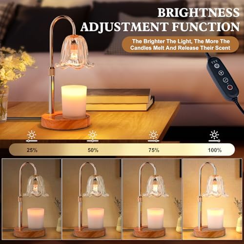 Candle Warmer Lamp Electric Timer: Dimmable Candles Warming Lamps - Height Adjustable Burner Jar - No Flame Scented Melts Wax - All Candle Jars Home Decor Table Light - Image 4