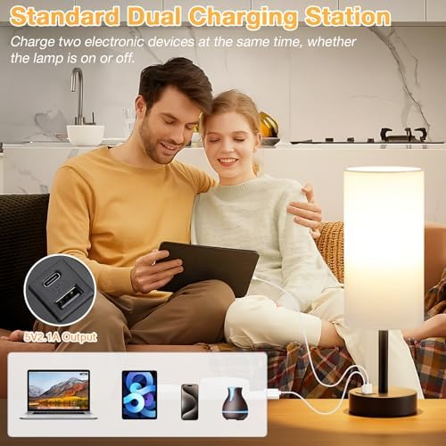 Dicoool Bedside Table Lamp for Bedroom - 3-Way Dimmable Touch Lamp, USB A+C - Image 4