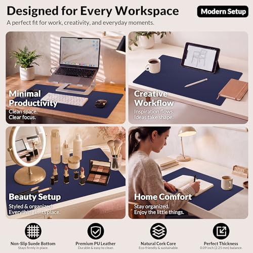 AFIING Cork Desk Mat, Sapphire Blue, 35.4" x 17" - Image 6
