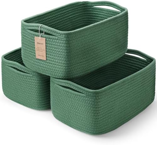 3 Pack Storage Baskets for Organizing, 13.7×9.5×6.3", Green by MaxuniTechLife