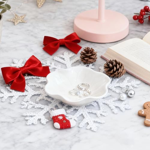 30-Pack Ring Dish Bulk, White Ceramic Lotus Trinket Tray 4.5" Wedding Favor Bridesmaid Gift, Small Jewelry Holder Catchall - Image 6