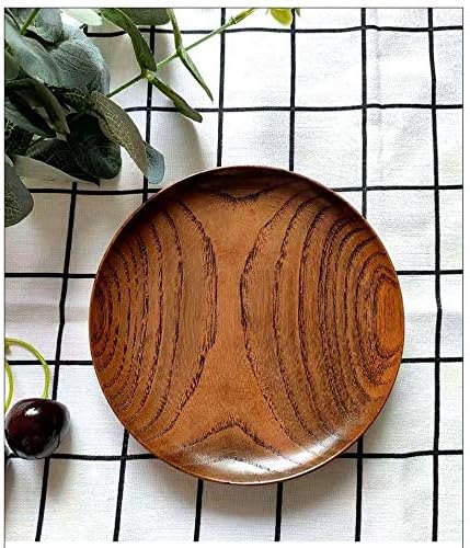 Round Wood Dish, Plate Acacia Wooden for Cake, Sweets Fruit Dessert Coffee Dish, Round Wood Dinner Tableware Plates, Tray for Home Decoration (5.3 Inch) - Image 6
