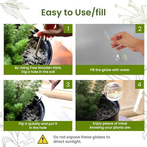 Iridescent Self Watering Globes, Glass Rainbow Plant Watering Globes, Self Watering Planter Insert, Automatic Plant Waterer Indoor (Large-6 Pcs Iridescent, Large) - Image 3