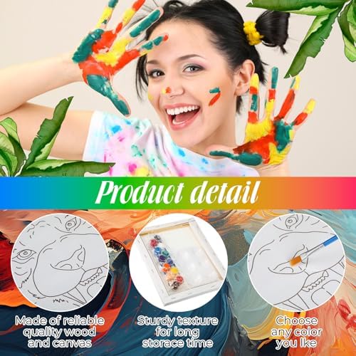 Zhanmai 72 Pcs 12 Sets Sip and Paint Kit Pre Drawn Canvas for Painting 8" x 10" Paint Party Canvas Painting Pre Printed Canvases for Party Favor DIY Virtual Adult's Date Night(Colorful Animals) - Image 3
