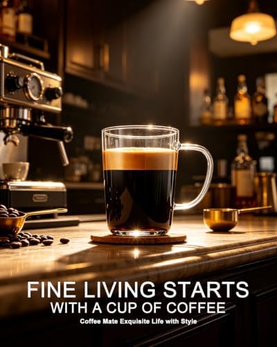 LUXU Glass Coffee Mugs, 17 oz Ice coffee cups,Large Beer Mugs Set of 4 - Image 2