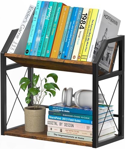 Desktop Bookshelf, Wooden Desk Shelf Organizer, Brown by ART-GIFTREE