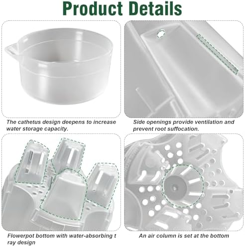Cdd's Path Upgraded 5-Pack 6 Inch Naked Root Planter Self Watering Pots Set, Plant Pots with Holes for Indoor/Outdoor Plants with Watering Hole/Reservoir and Air Pipes, Clear - Image 3
