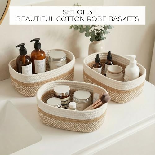 Beautiful Storage Basket Set of 3 - Sturdy Rope Baskets for Shelves - Image 3