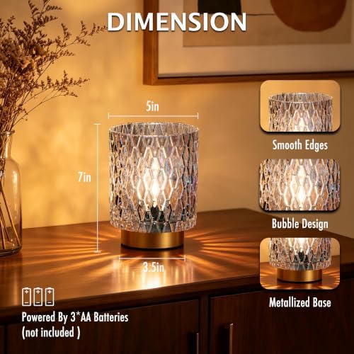 ULAROOM Battery Operated Table Lamp,Cordless Small Accent lamp, Clear - Image 6