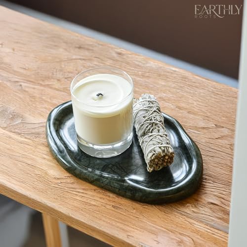 Natural Marble Trinket Tray – 9"x6" Cloud Shaped Decorative Dish for Jewelry, Keys, Perfume, Cosmetics, Vanity, Bathroom, Candle, Kitchen & Countertop | Stone Catchall or Gift (Indian Green) - Image 5