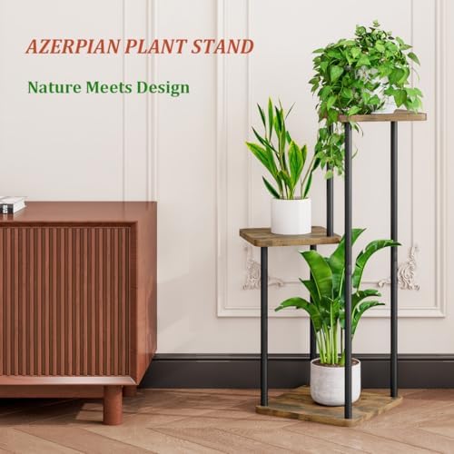 AZERPIAN Plant Stand Indoor Corner Tiered Plant Shelf 3 Tier Metal MDFBoard - Image 2