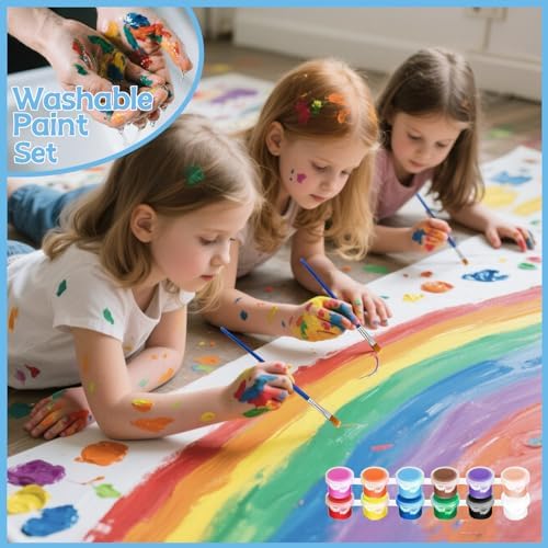 12 Colors Mini Acrylic Paint Set, 60 Pack Washable Paint Strips for Classroom Party - Includes 120 Brushes, 720 PCS kids Paint Kits for Easter Eggs, Birthday, school supplies - Image 6