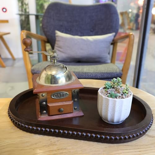 Hrastany Oval Wood Decorative Tray for Coffee Table, Retro Brown - Image 6