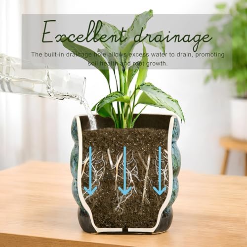 5 inch Ceramic Plant Pot - Flower Pot for Indoor Plants with Drainage Hole - Image 4