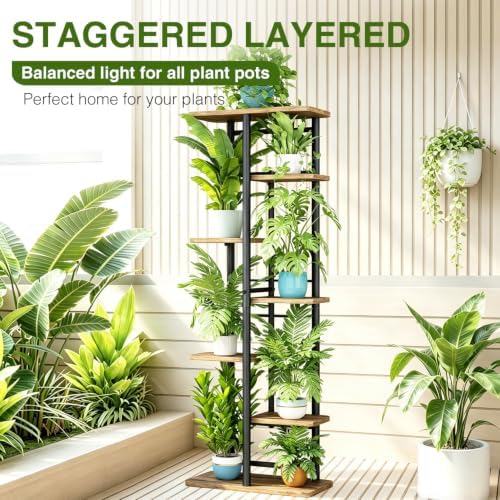 LINZINAR Plant Stand Indoor 7 Tier Metal Corner Tall Flower Shelf - Image 4