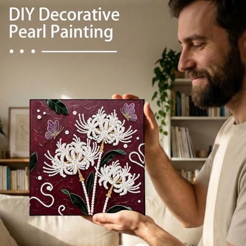 LQCrafK DIY Pearl Art Painting Handcraft Kit for Adults Beginners with Tools and Framed Painting, Creative Design,Self-Adhesive, Healing Stress-Relieving Home Wall Decoration-Red Spider Lily - Image 5