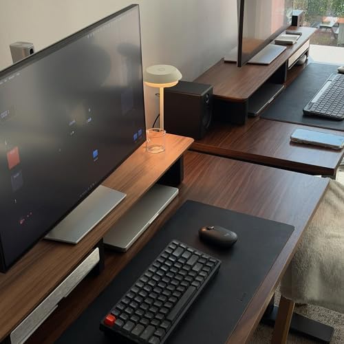 Raico Desk Cockpit Shelf Monitor Stand System Dual Screen Setup Wood Large Desk Accessory Organizer Unit (Walnut, Medium v2 | 36 Inches) - Image 2