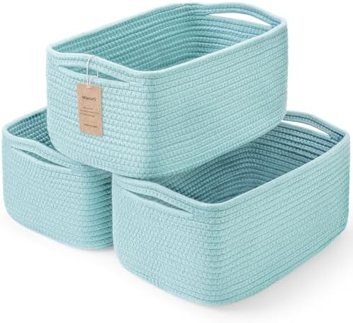3 Pack Storage Baskets for Organizing, 13.7×9.5×6.3", Light Blue by MaxuniTechLife