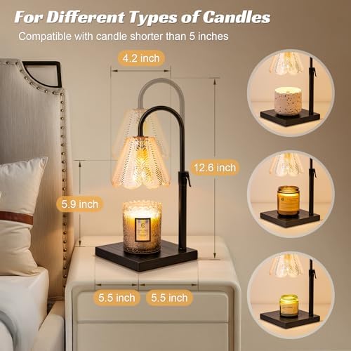 Golden Floral Candle Warmer Lamp with Timer & Dimmable Light - Image 4