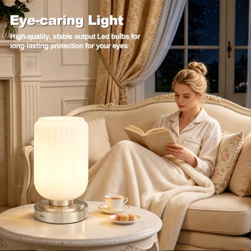 LightRound Cordless Table Lamp for Bedroom, Touch Stepless Dimmable - Image 4