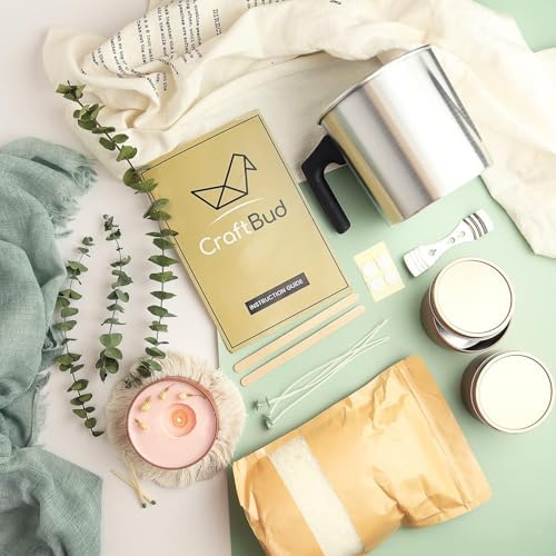 CraftBud DIY Soy Candle Making Kit for Adults & Kids, 16 Piece DIY Kit Includes 1LB Soy Wax, Wax Melter, Wicks, Tins & More - Image 2