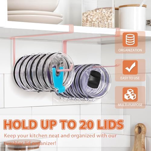 2 Pack Tumbler Lid Organizer, Versatile Storage Holds 20 Lids, Round&Flat - Image 2