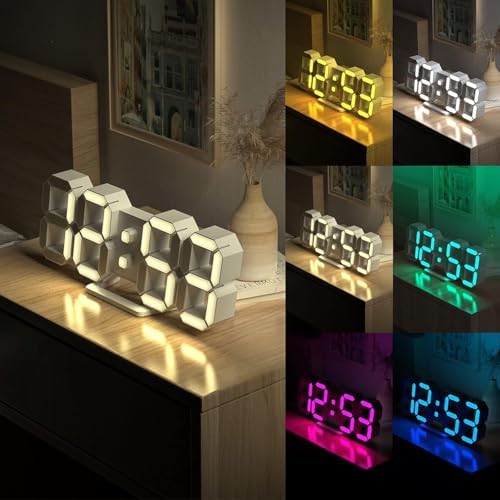 3D LED Digital Wall Clock, 9.7" RGB Neon Alarm Clock, 7 Colors - Image 6