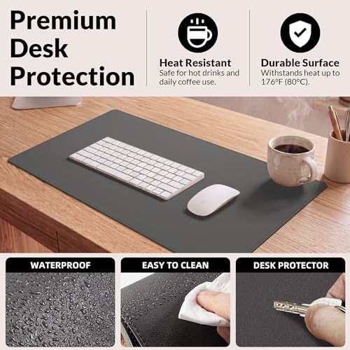 AFIING Cork Desk Mat, Dark Grey, 35.4" x 17",Desk pad Protector - Image 4