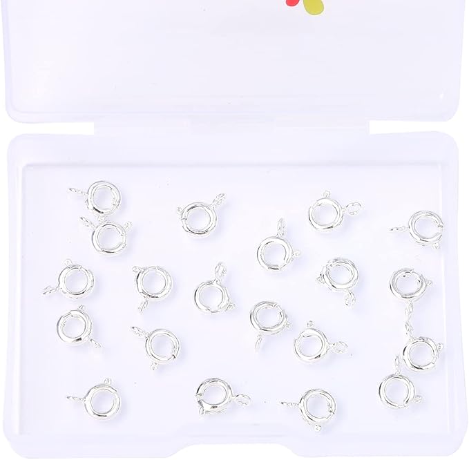 Silver Plated Spring Clasps Non Tarnish 6mm 20pcs for Jewelry Making Findings