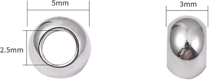 Stainless Steel Spacer Beads 5x3mm Rondelle Loose Charm Caps Beads for DIY Jewelry Making 100pcs with 2.5mm Hole