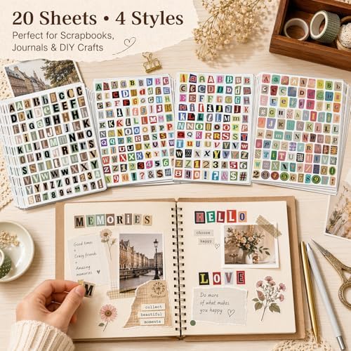 1920pcs Scrapbook Letter Stickers Ransom Alphabet Junk Journal Supplies - Image 2