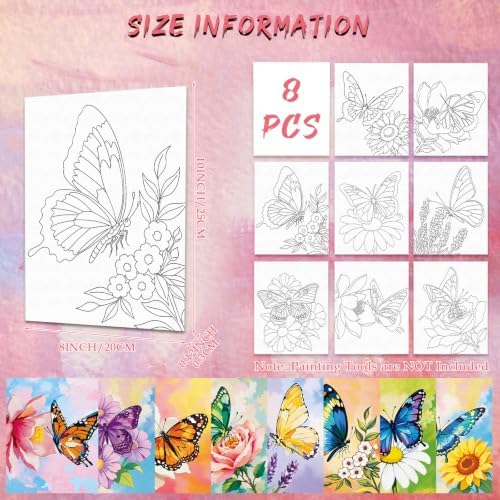 8 Pack Pre Drawn Canvas Painting Kits for Adults Sip and Paint Kit - Image 2