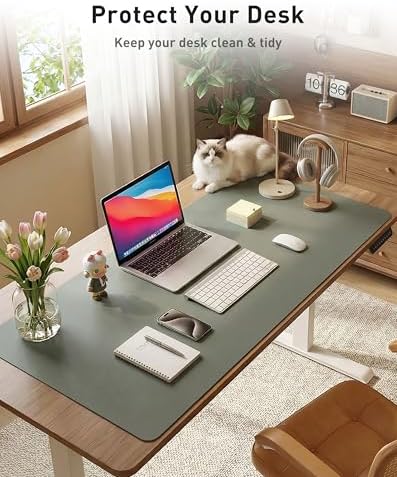 Aothia Faux Leather Desk Mat - Large Mouse Pad, Non-Slip PU Leather Blotter, Waterproof Writing Surface for Office and Home (Jungle Green, 42" x 17") - Image 3