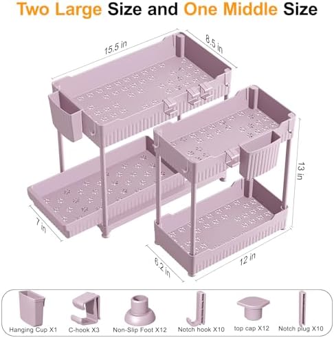 Sevenblue 3-Pack 2-Tier Under Sink Organizers with Sliding Drawers - Image 4