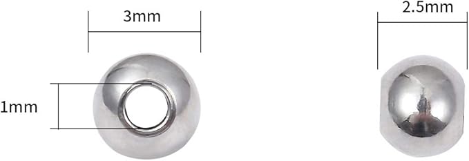 Stainless Steel Spacer Beads 3x2.5mm Round Loose Charm Caps Beads for DIY Jewelry Making 100pcs with 1mm Hole