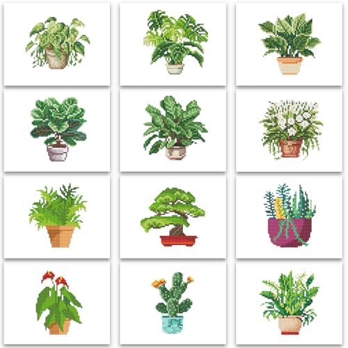 PeakLuv Small Diamond Art Kits Green Plants Mini Diamond Painting Kits by PeakLuv
