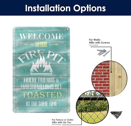 Funny Camping Decor Retro Backyard Metal Tin Sign for Campfire Cabin Motorhome Wall Decoration Gift 12 X 8 Inches Firepit Accessories Outdoor & Indoor - Friends & Marshmallows Get Toasted - Image 4