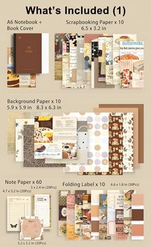 JOYCHOIC Vintage Junk Journal Supplies Kit, Brown Scrapbook Supplies, Scrapbooking and Journaling Materials, Large Collection for Women, Stationery DIY Arts Craft, Adults - Image 4