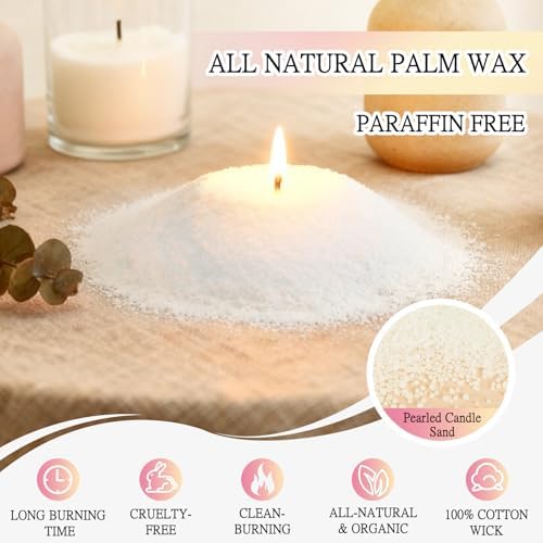 BRELANO Crystal Candle Making Kit – No-Melt Pearled Candle Sand, 18 oz Sand Wax, 30 Cotton Wicks, 3 Natural Crystals & Glass Jar – DIY Candle Gift Set for Women & Home Decor - Image 3