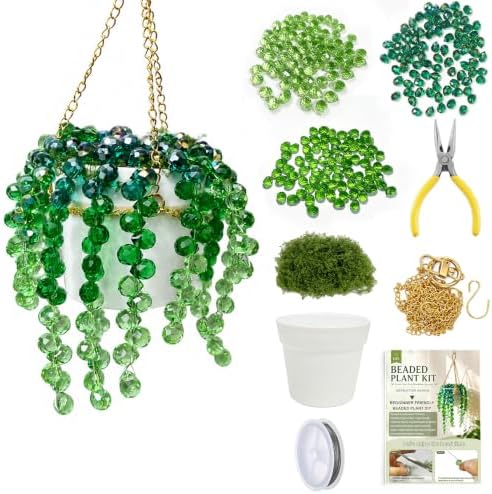 ApisNest Green Beaded Plant Kit, DIY Hanging SunCatcher Kit by ApisNest